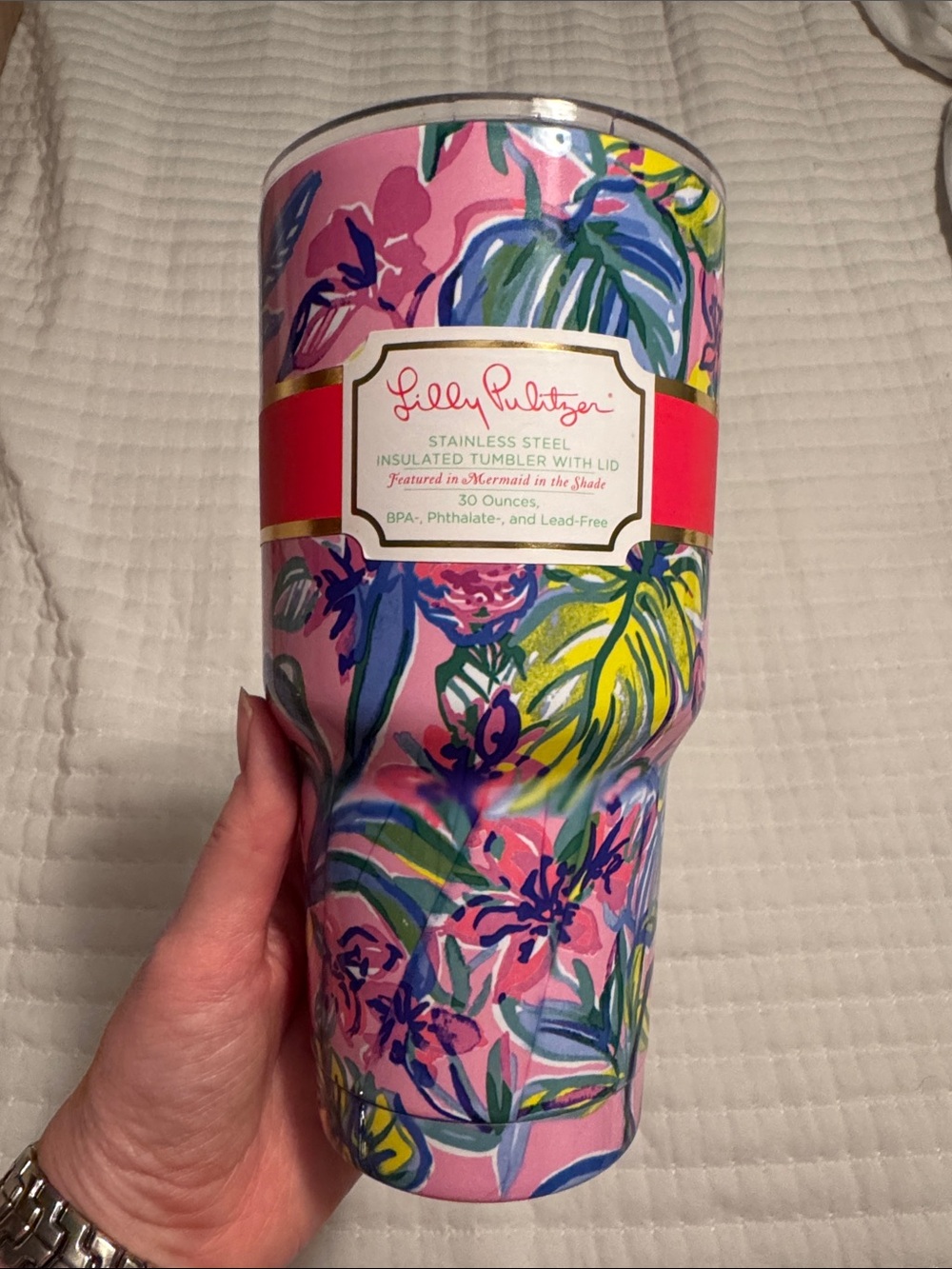 Lilly Pulitzer Pink Floral Stainless Steel Insulated Tumbler 30 ounces